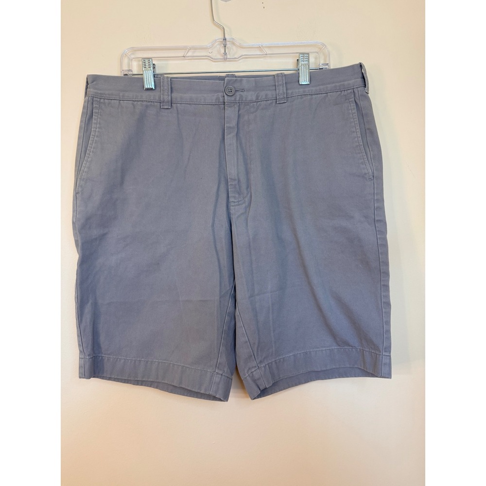J.Crew Rivington Men Gray Chino Shorts Size 36W Flat Front Cotton Twill Casual